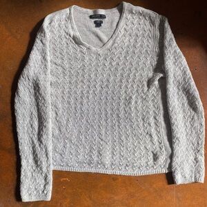 John Varvatos Grey LUXE Linen Men’s Gray V-Neck Sweater Medium M